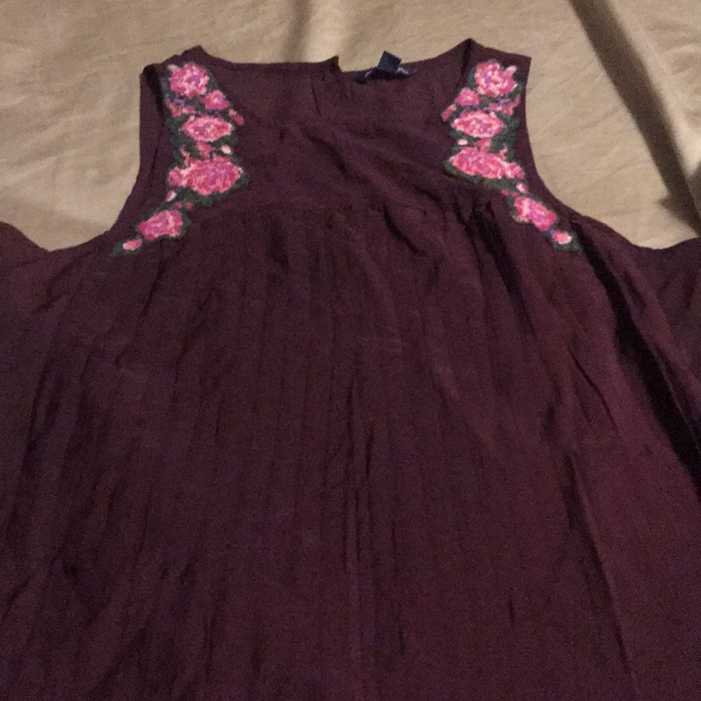 Pleated Embroidered Top